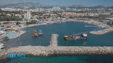 Marseille, port, digue, eau